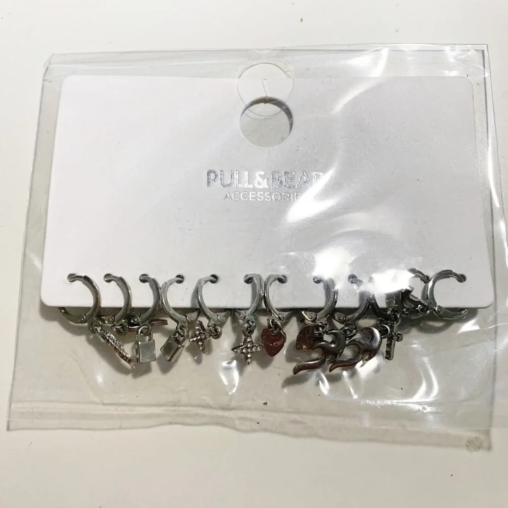 NWT. Pull & Bear Pack of Silver Earrings with Charms.